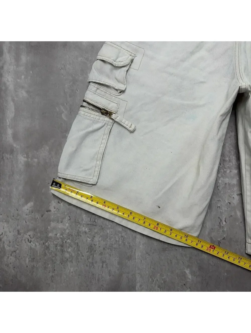 Y2K Cream Ocean Pacific Surf Grunge Baggy Cargo Skater Shorts